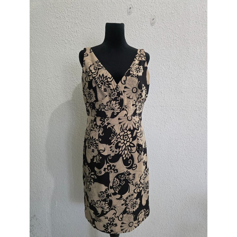 Jessica Howard Womens Petite Black & Beige Floral Dress Size 10